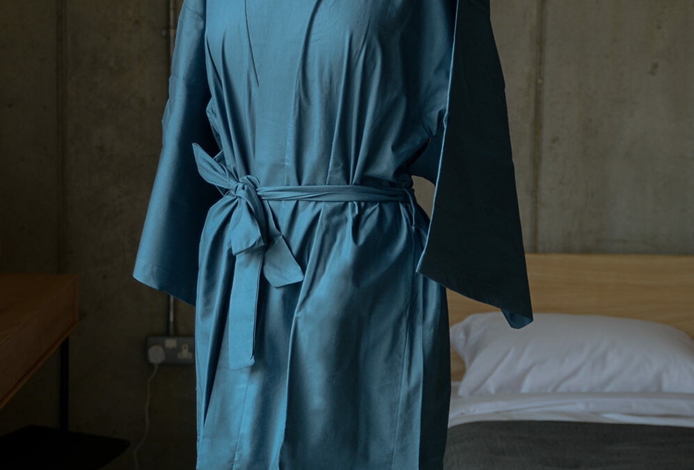 dark teal cotton kimono robe