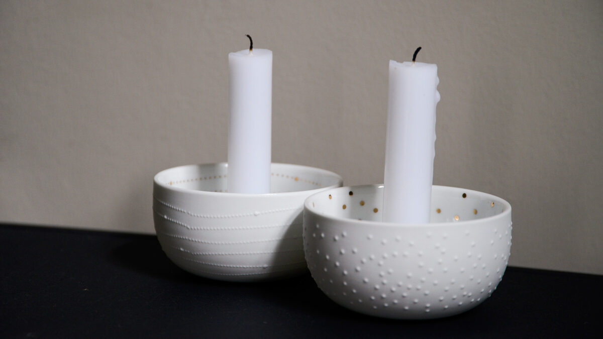 decorated porcelain candle holders