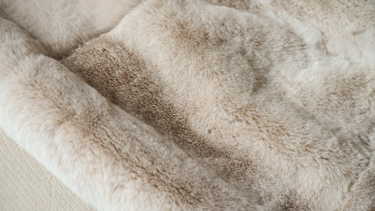 deep pile sand faux fur throw