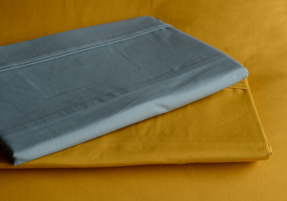 Ochre or Blue Egyptian Cotton Bedding Natural Bed Company