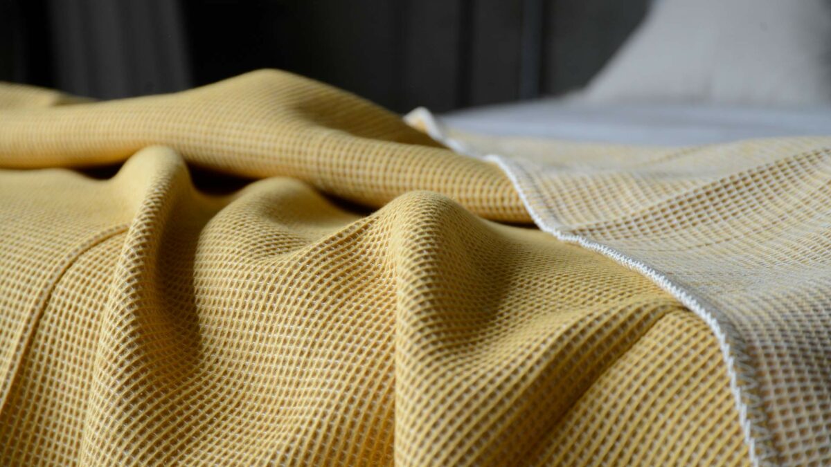 deep yellow waffle textured blanket