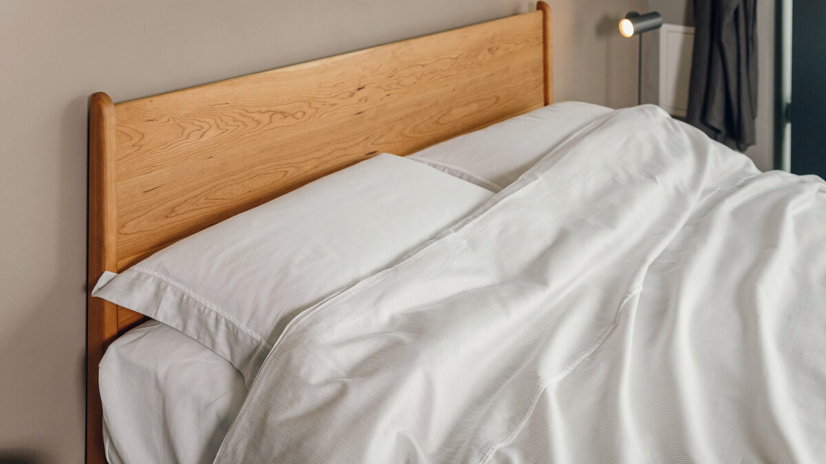 double stripe duvet cover set shown on a bed