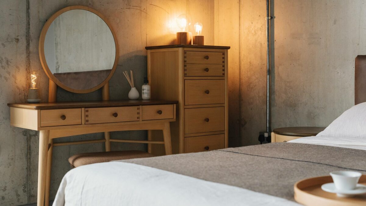 dressing table and tall drawer unit