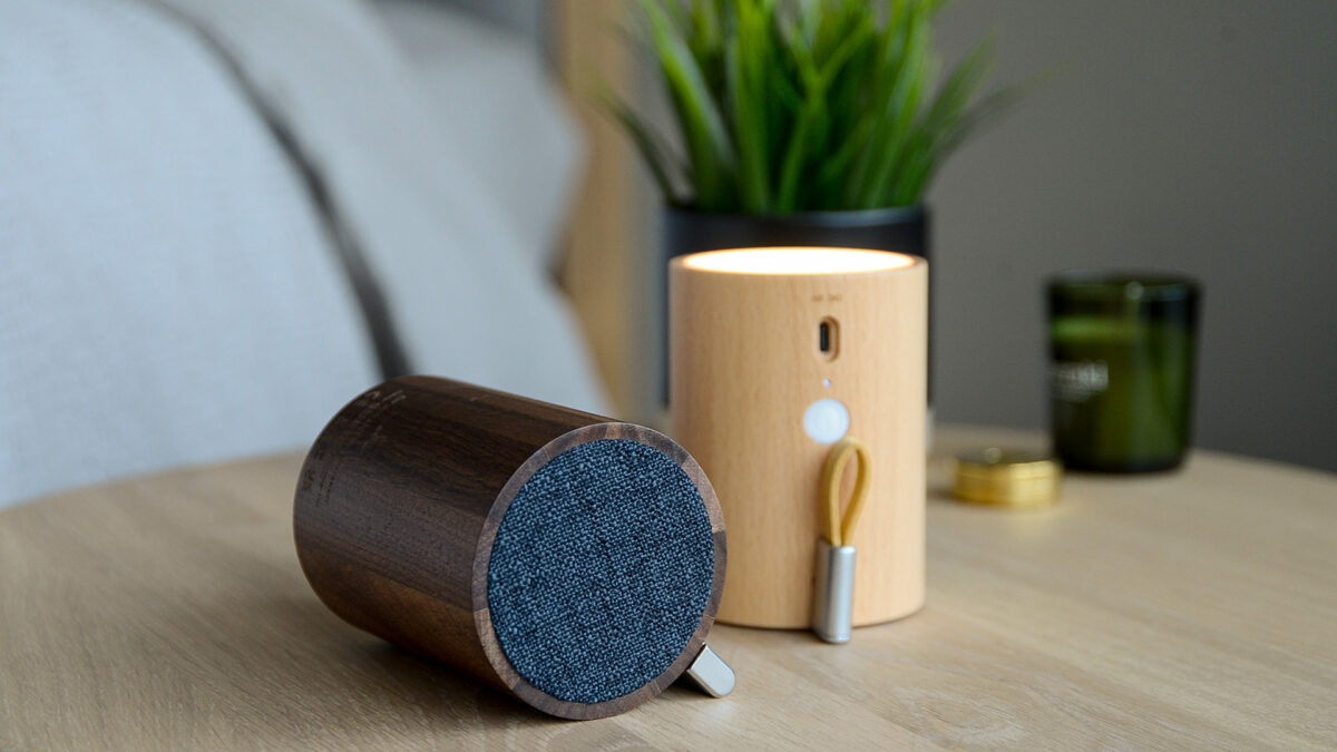 drum speakers walnut and beech