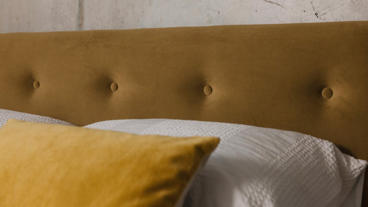 eco velvet upholstered headboard detail