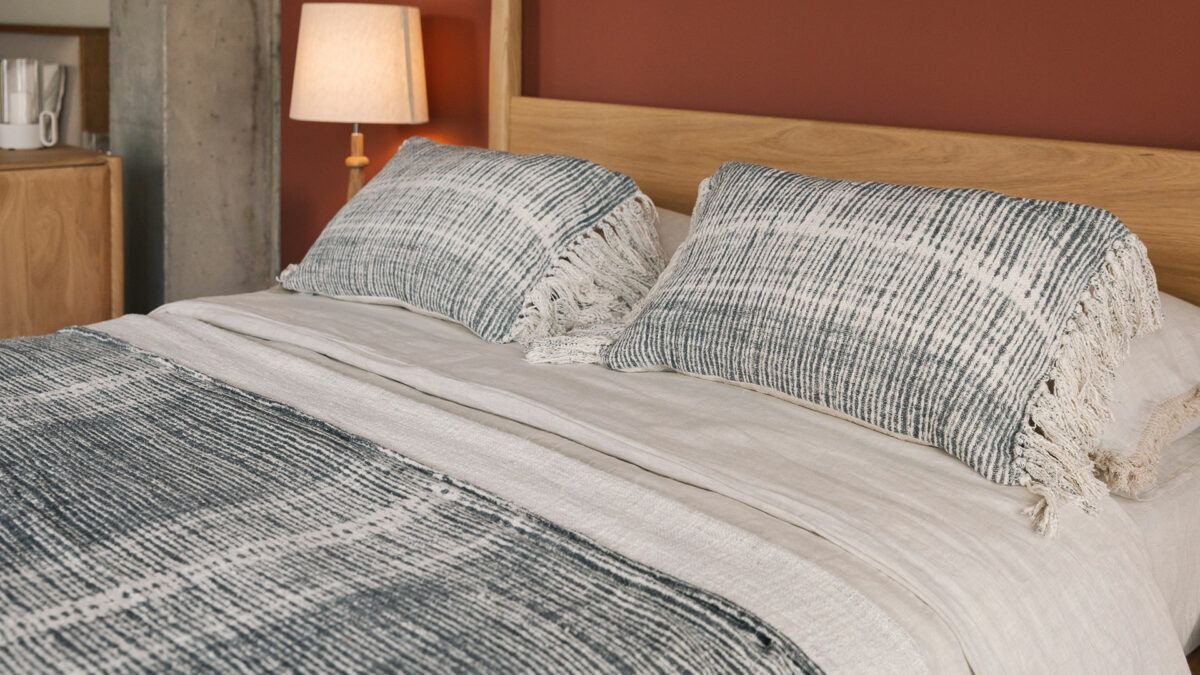 ecru and grey boho throw and cushions