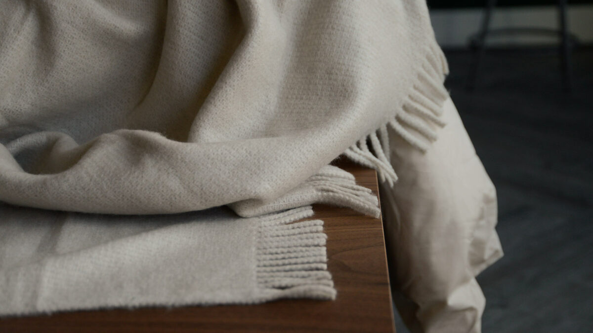 ecru soft knit throw