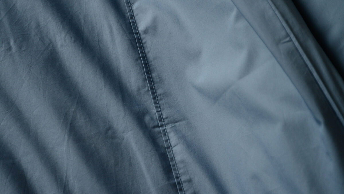 storm blue Egyptian cotton bedding shown close up