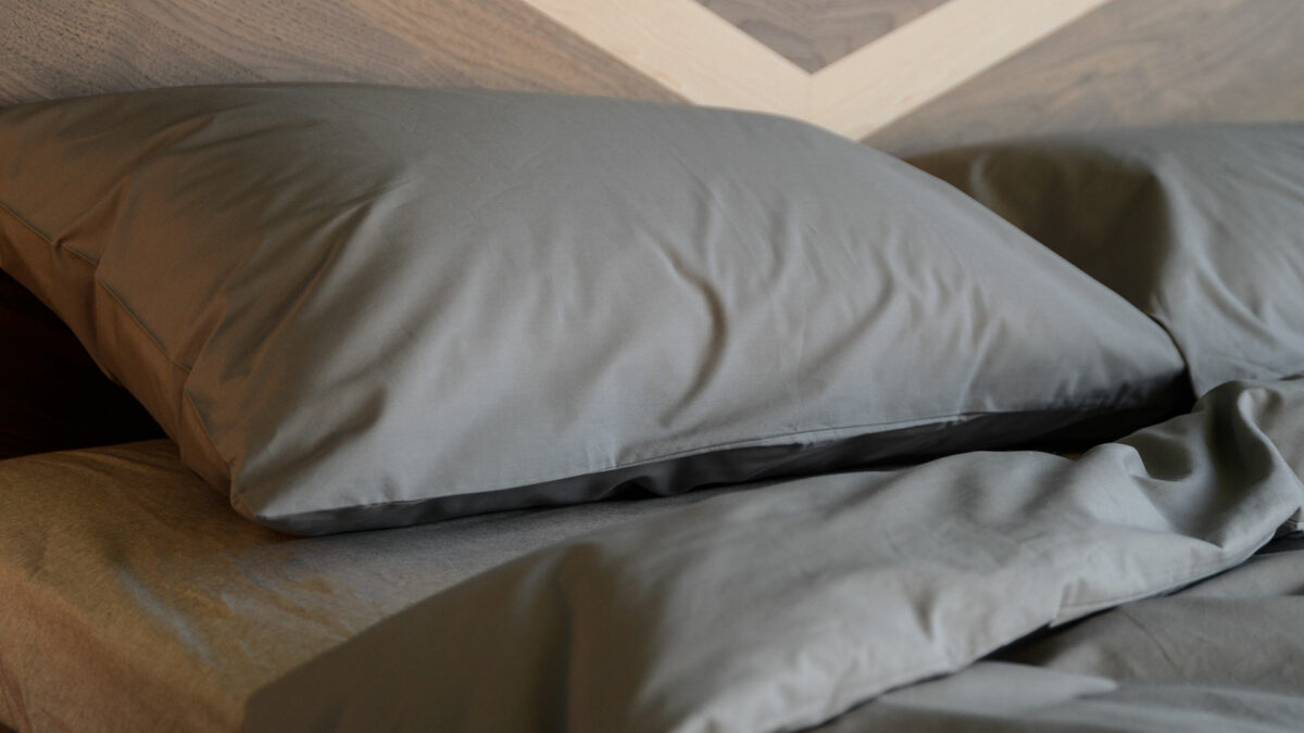 egyptian cotton bedding in grey detail