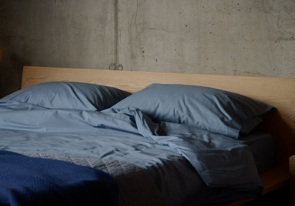 Ochre or Blue Egyptian Cotton Bedding Natural Bed Company