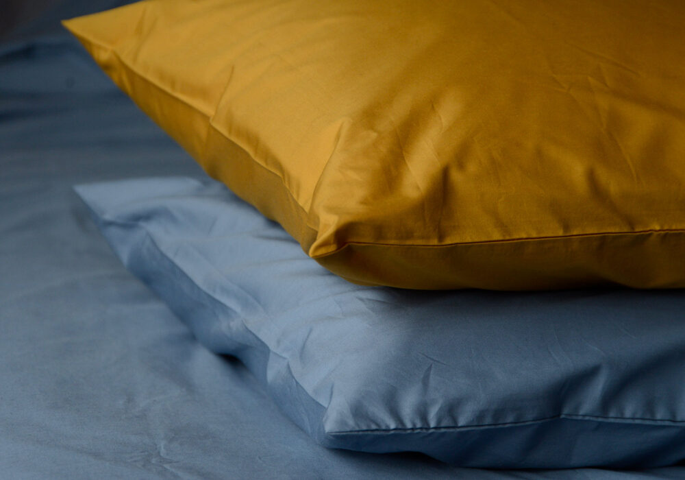 Ochre or Blue Egyptian Cotton Bedding Natural Bed Company