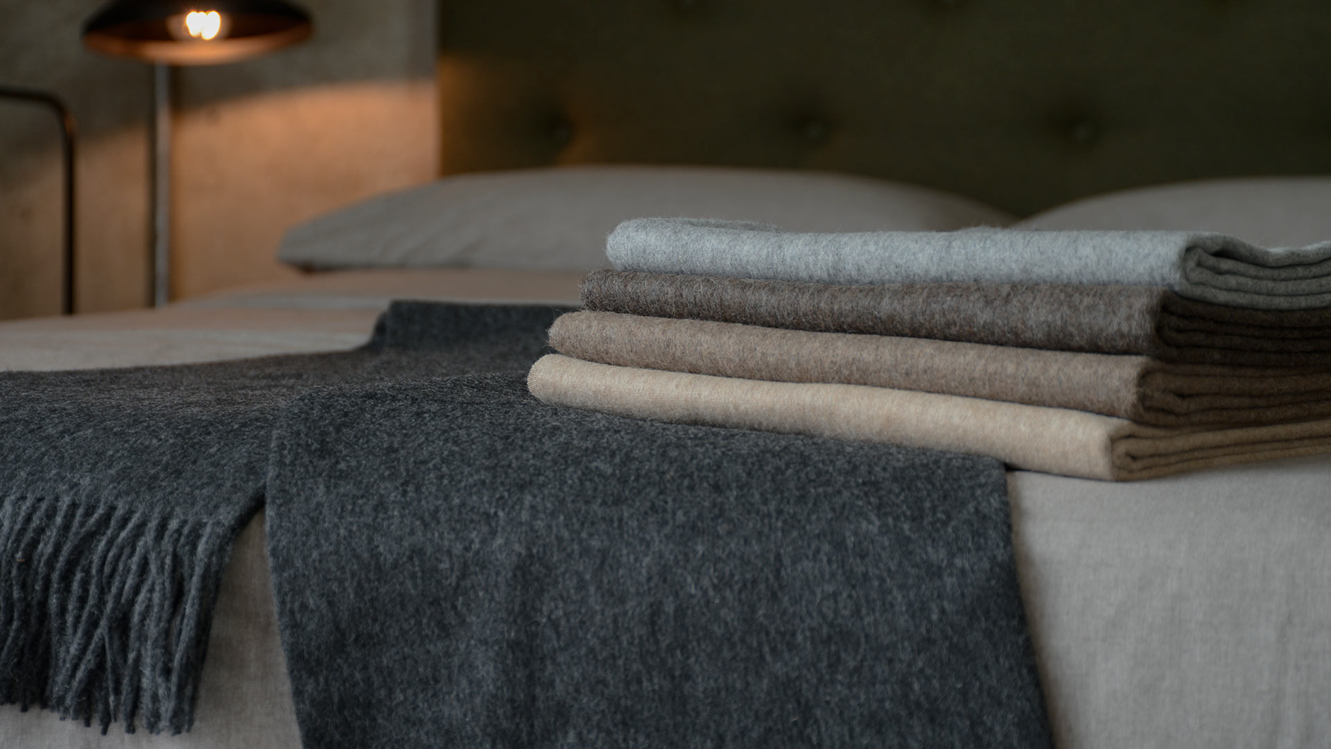 Luxury Recycled Wool Throws Neutral Colours