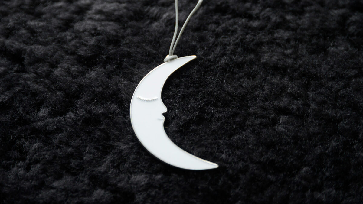 enamelled moon decoration