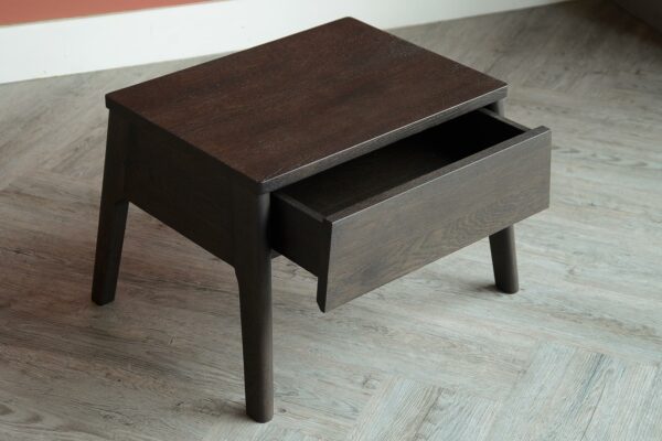 ethnicraft dark brown air table drawer open