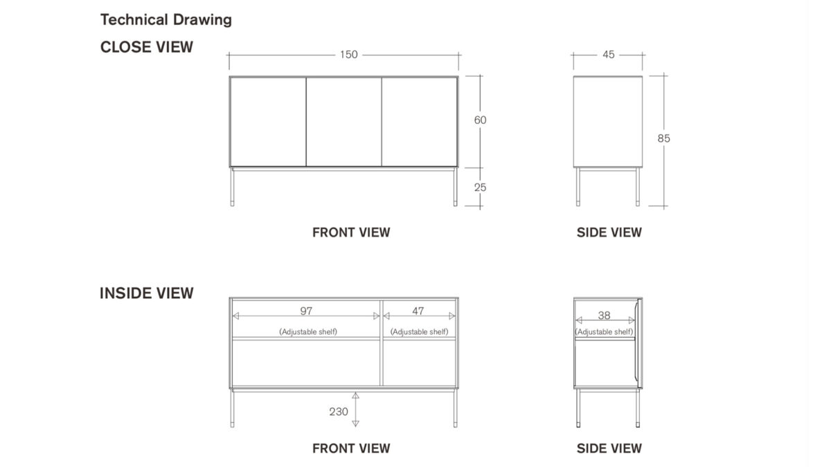 ethnicraft whitebird and blackbird cupboard dimensions