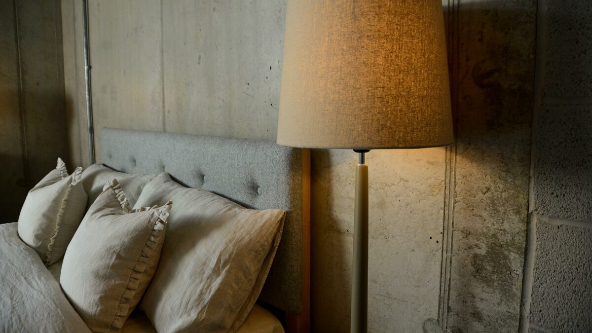 fabric shade and painted lamp base side view cosy look