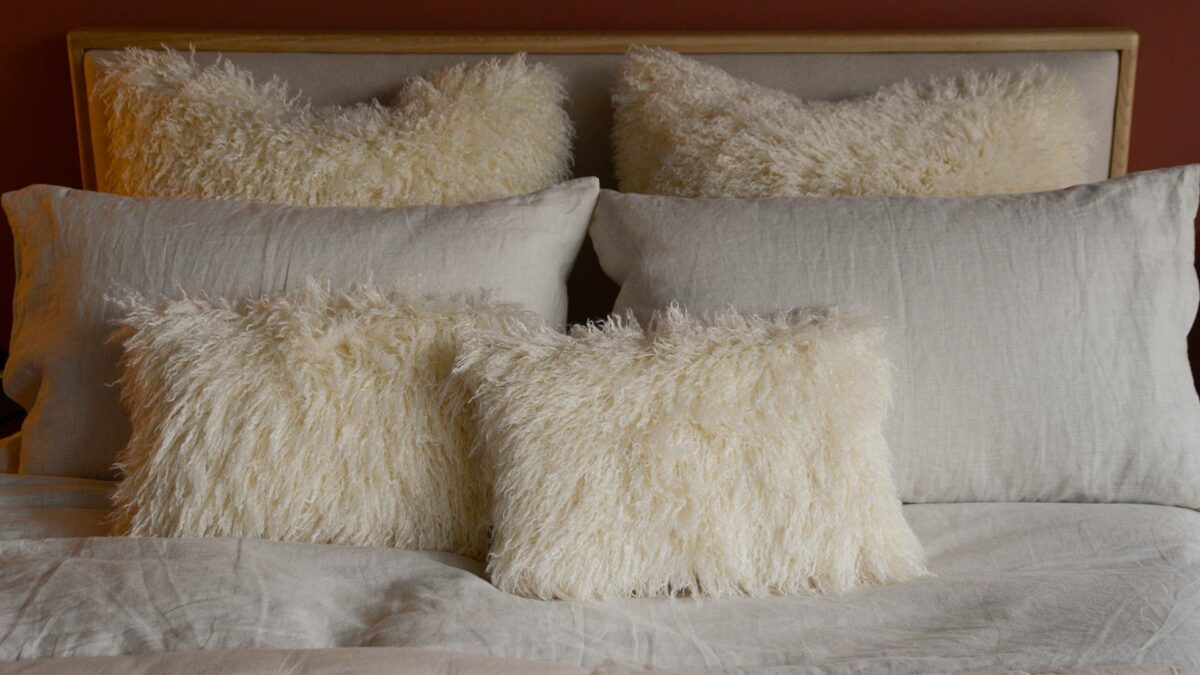 faux afghan cushions 2 sizes with linen bedding