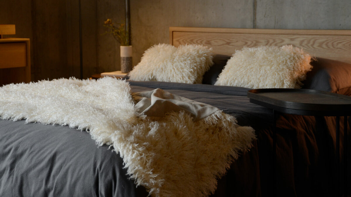 faux cream afghan throw and cushions