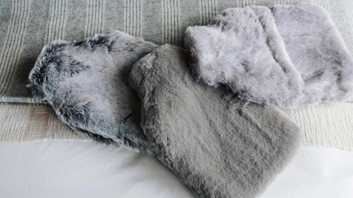 luxury softest faux-fur hotwater bottles - alaska-fox, silver-fox, and grey