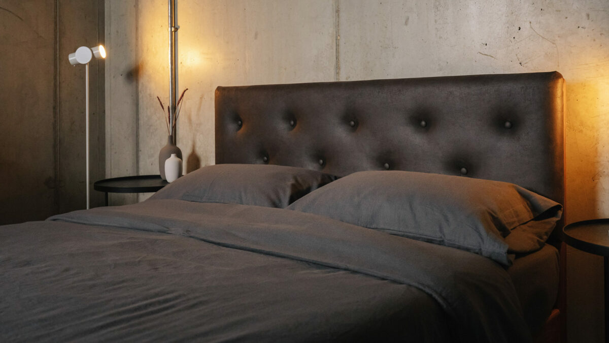 faux leather buttoned headboard aniline