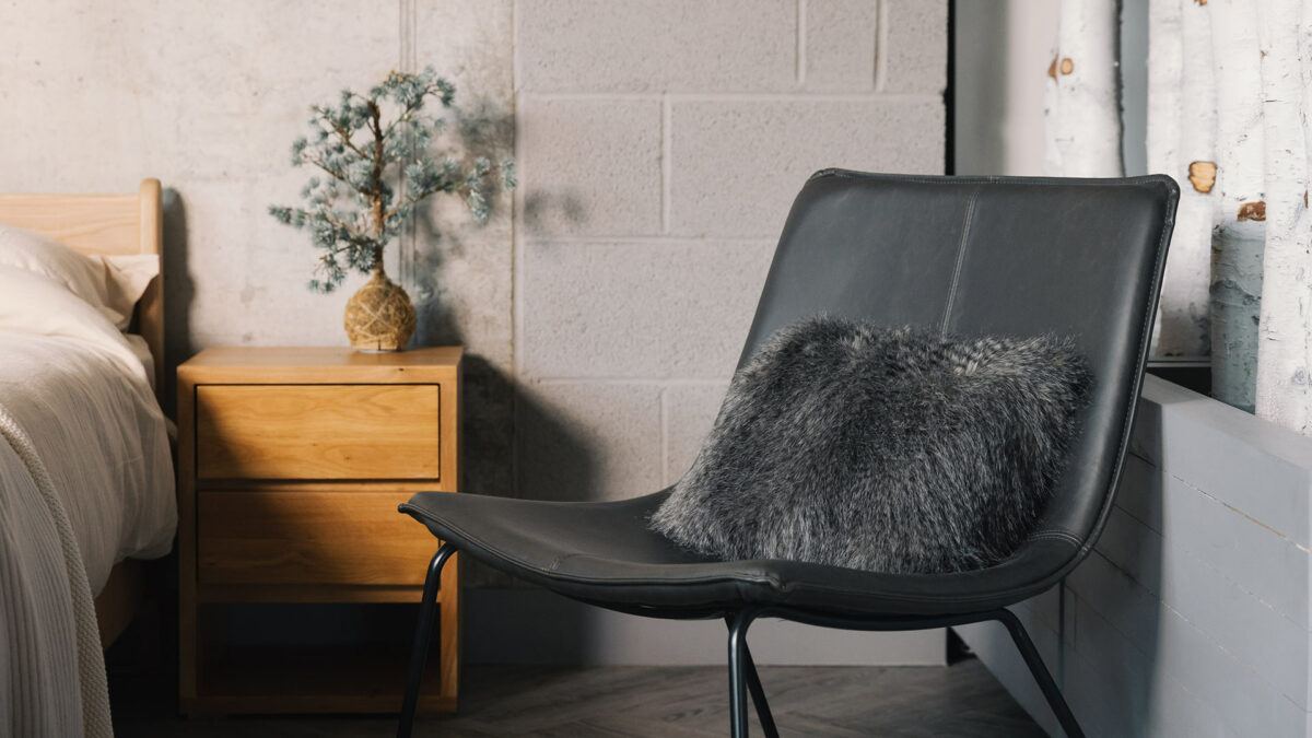 faux leather chair in dark grey detail