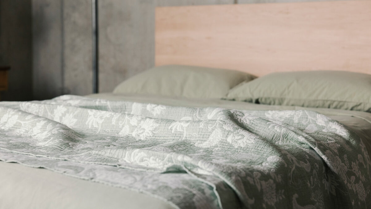 floral jacquard bedspread sage