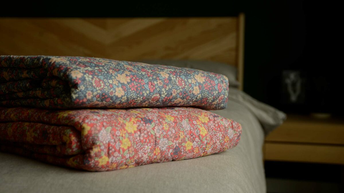 floral printed cotton quilted throws