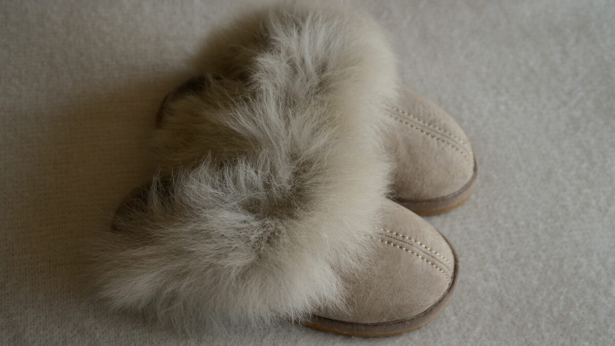 fluffy sheepskin mules