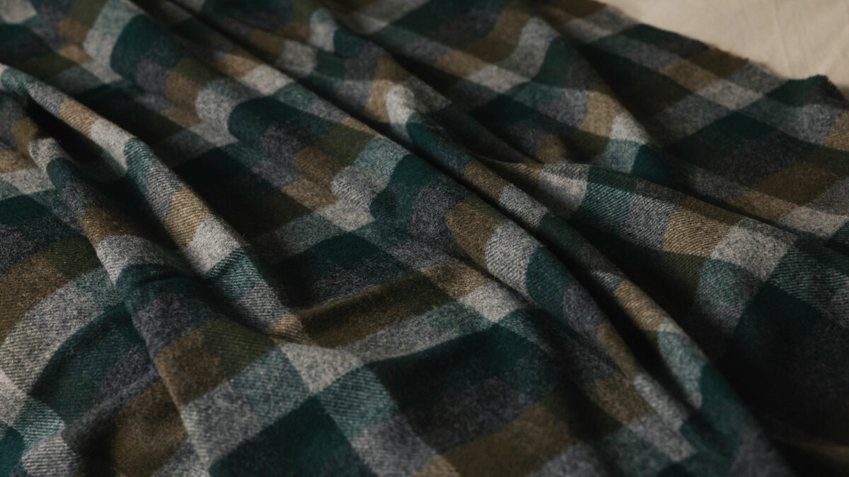 forest green and grey check throw