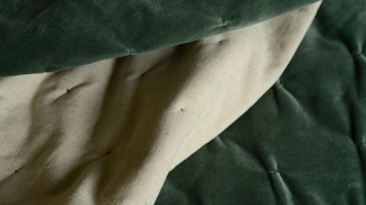 forest green velvet quilt detail