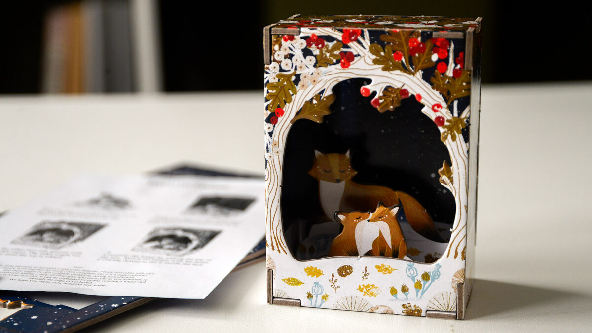 fox cubs christmas diorama