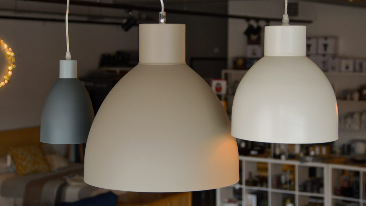 dome shaped painted metal light fittings in 3 sizes