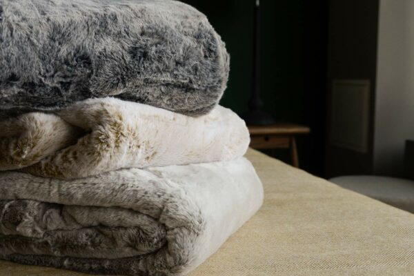 Soft Frosted Faux Fur Throws - Charcoal, Silver or Pale Caramel