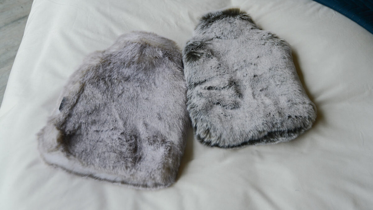 frosted look faux fur hot-water bottles