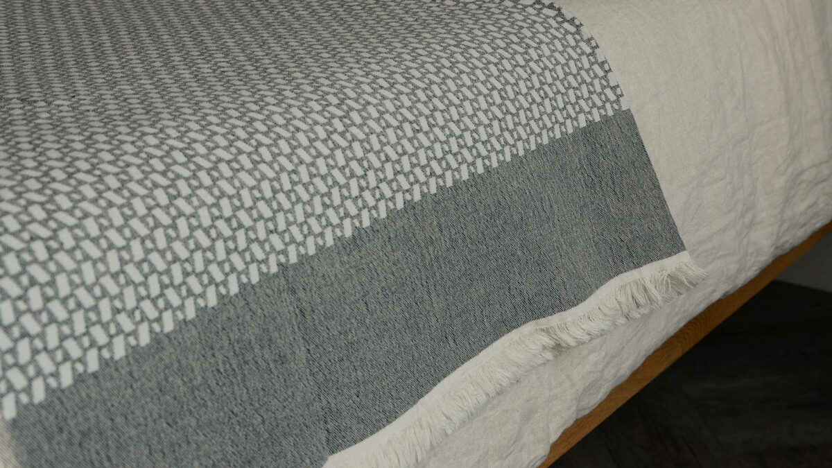 geometric cotton throws charcoal