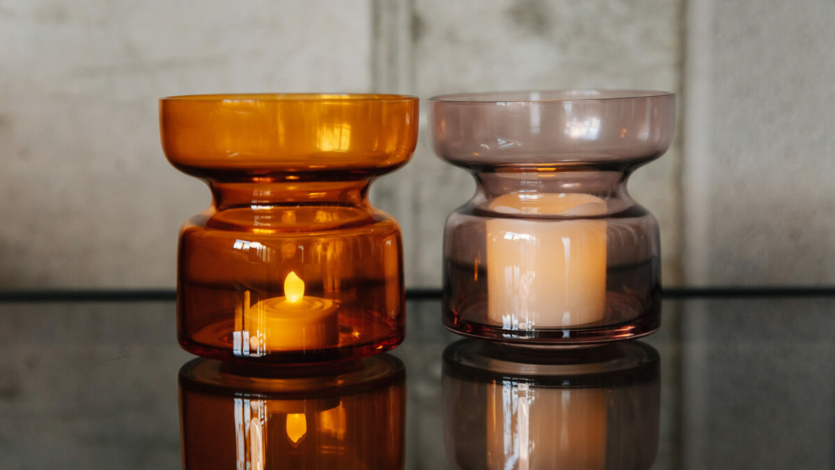 glass candle or tea light holders in a choice of colours