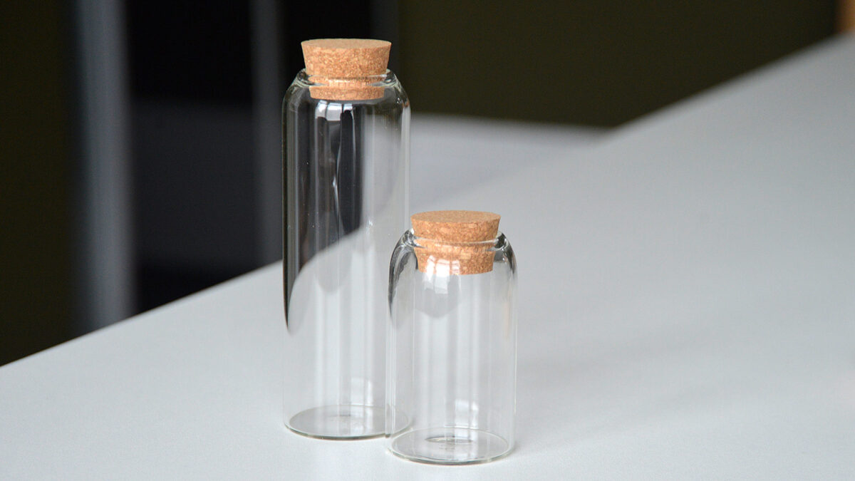 glass jar with cork stopper