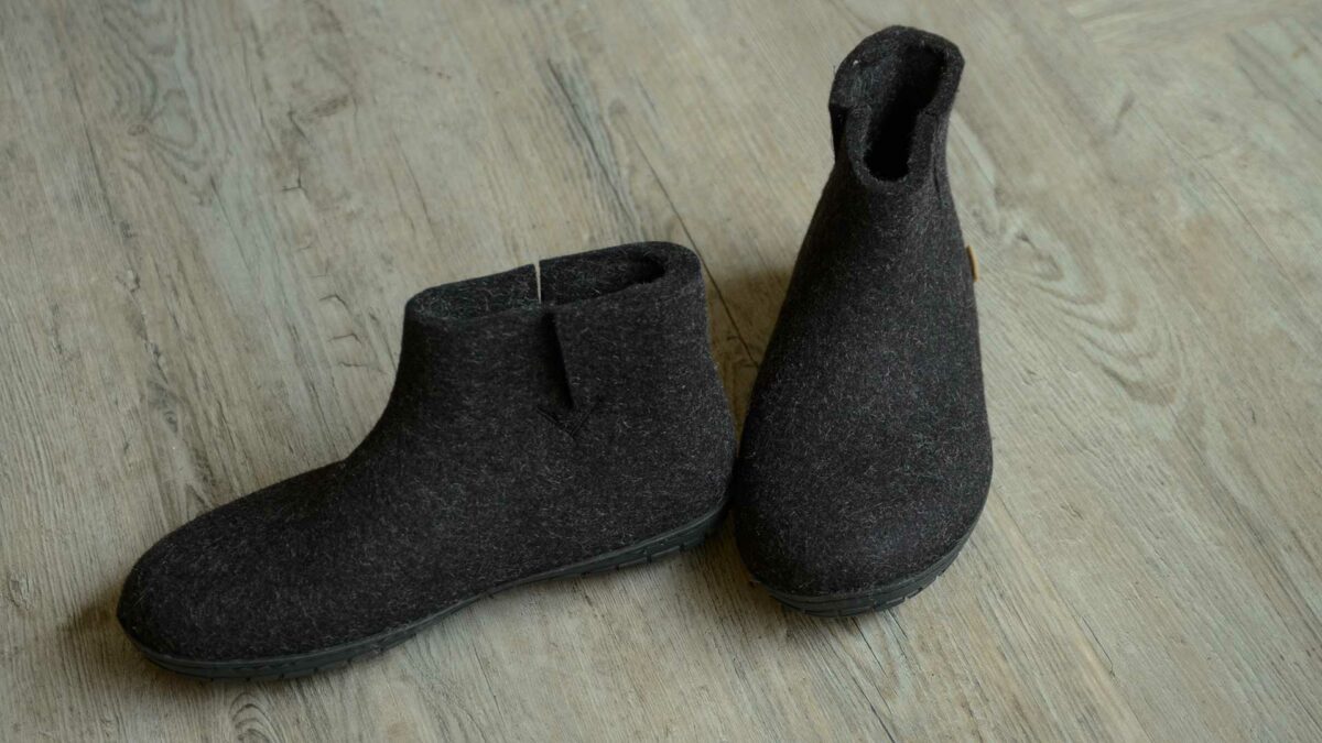 glerups boot style slipper with rubber soles