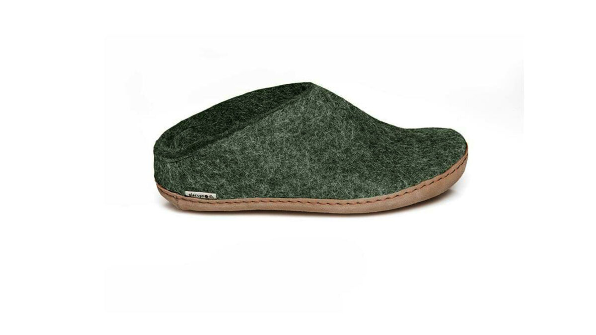 dark green felt slippers