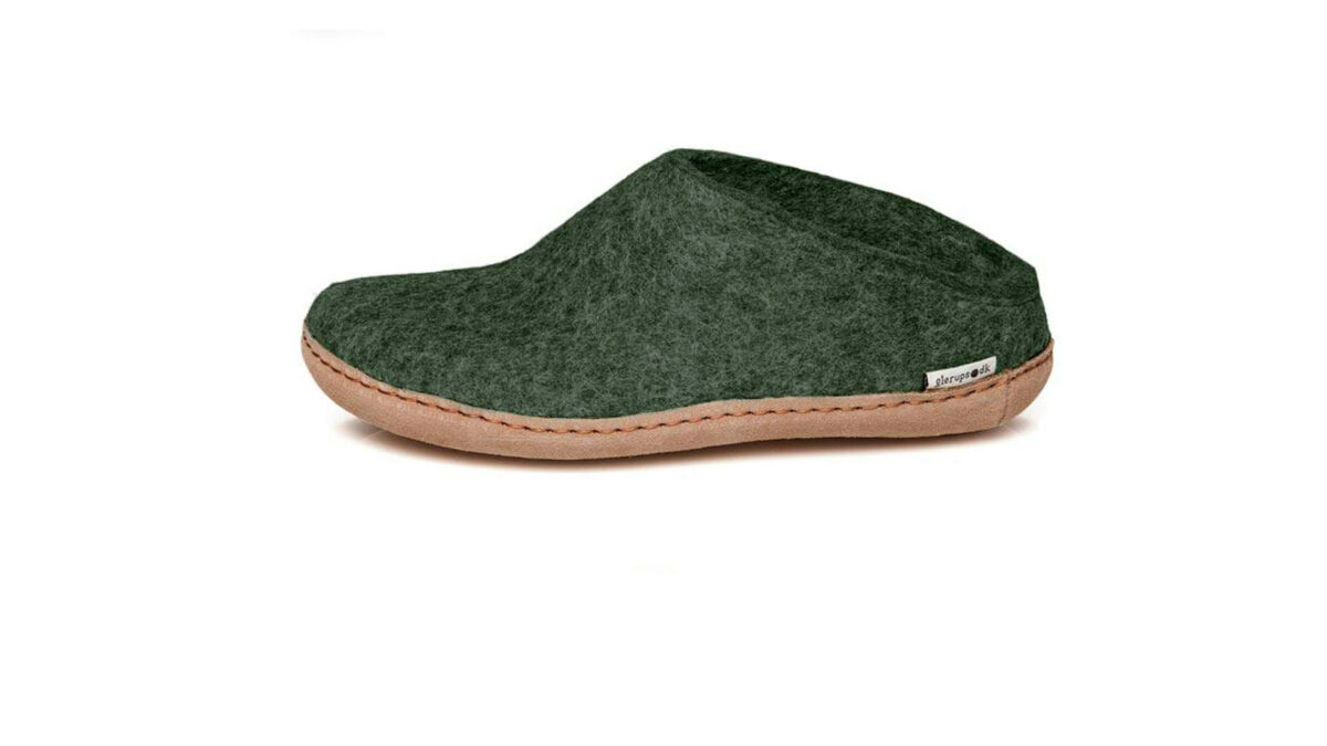 dark green felt slippers