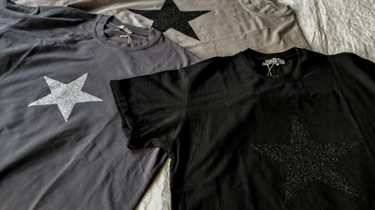 Glitter star Tee shirts in 3 colour options