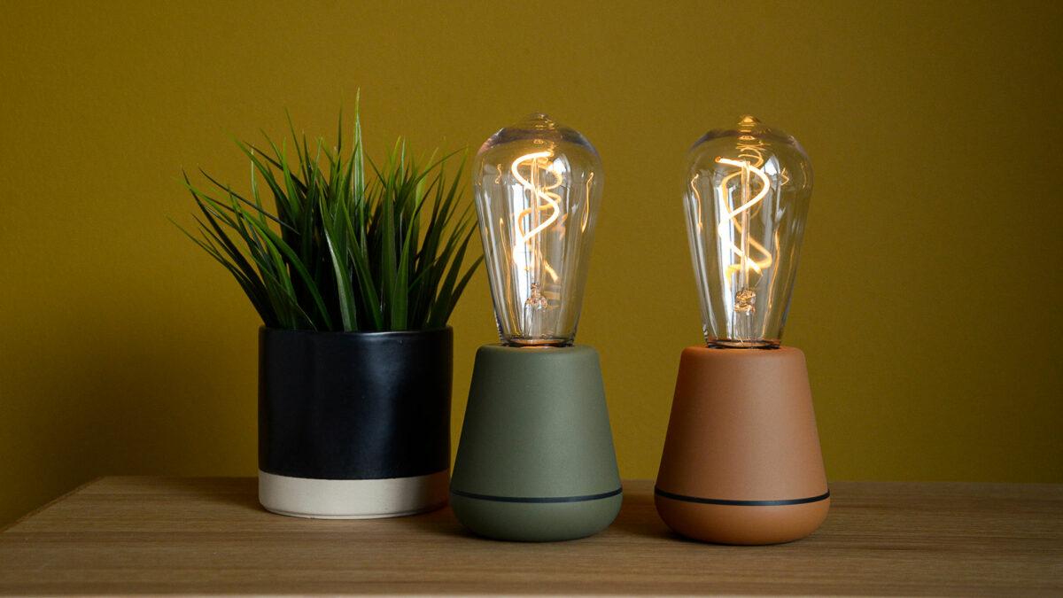 green and brown humble outdoor lamps close up