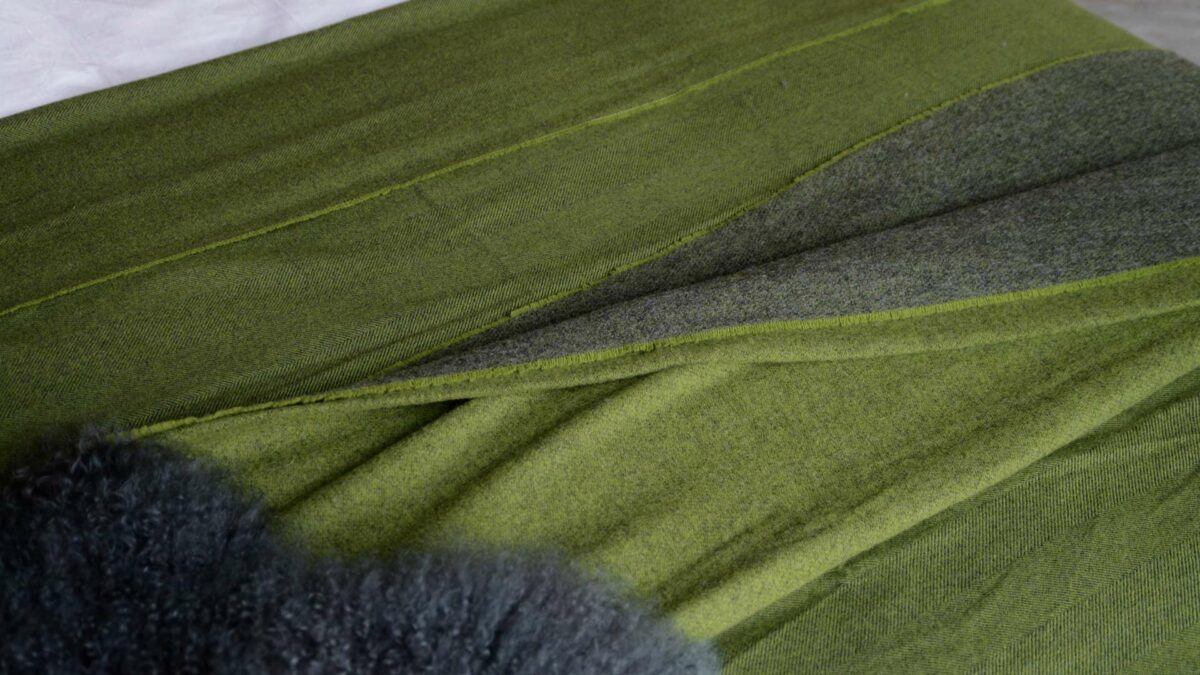 green and grey reversible throw