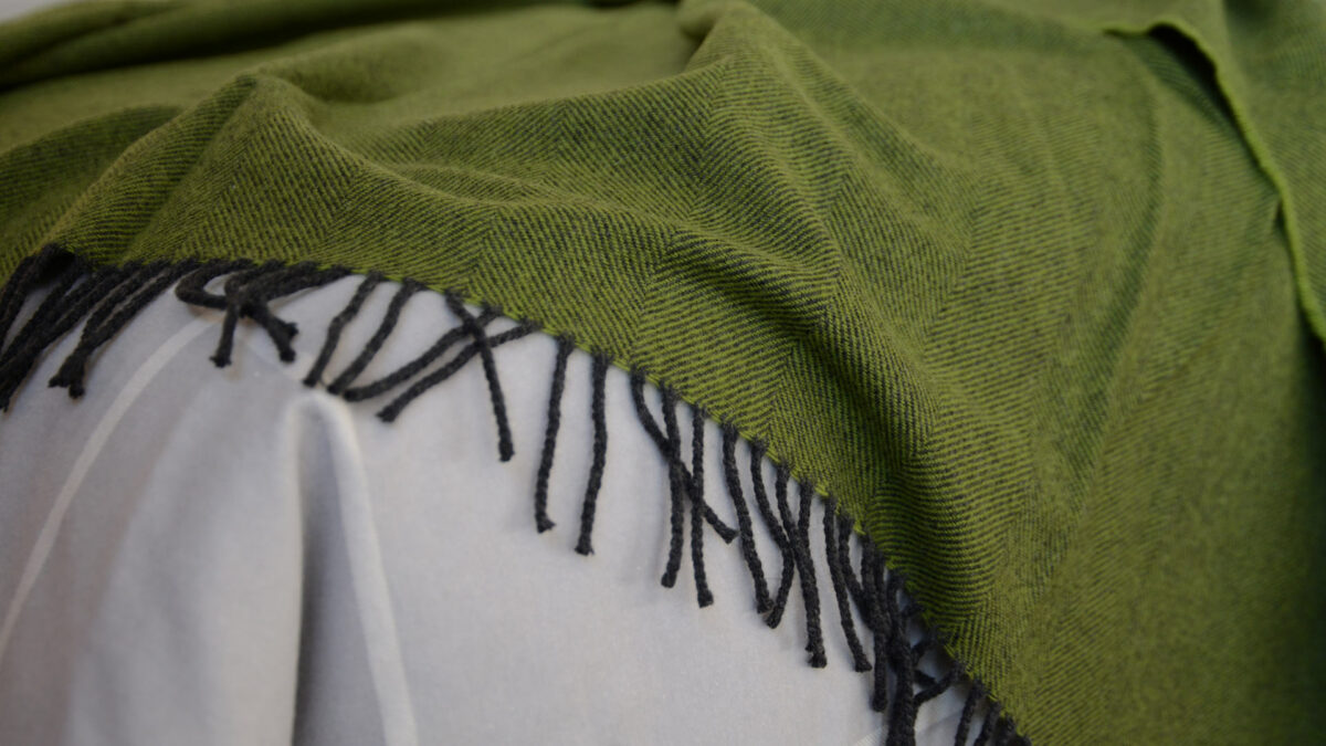 green and charcoal merino throw