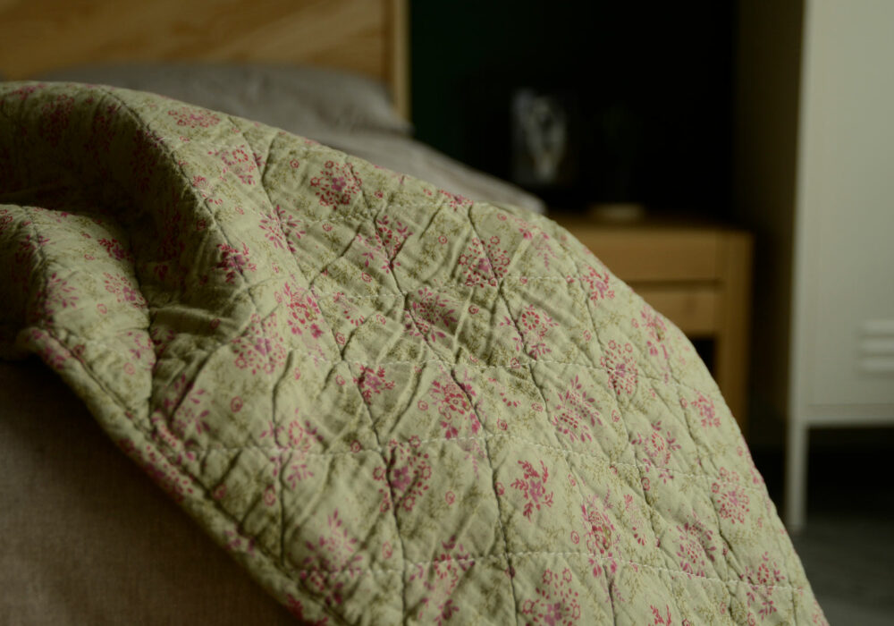 Green Quilted Throw Throws & Blankets Natural Bed Company