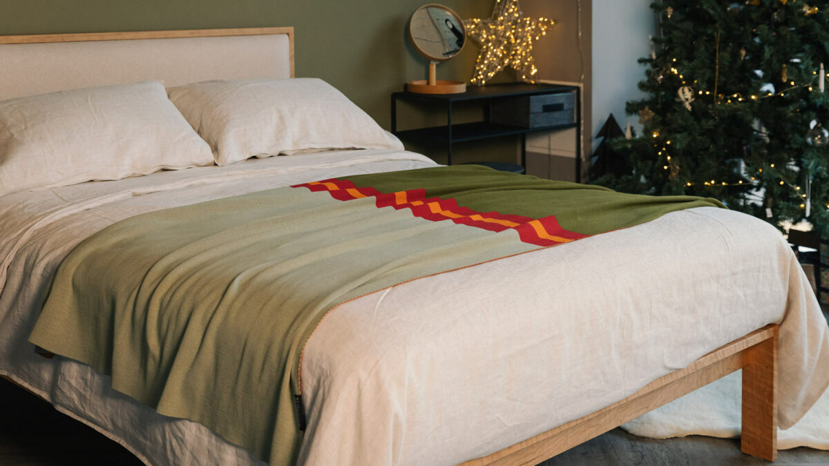 green and red reversible blanket