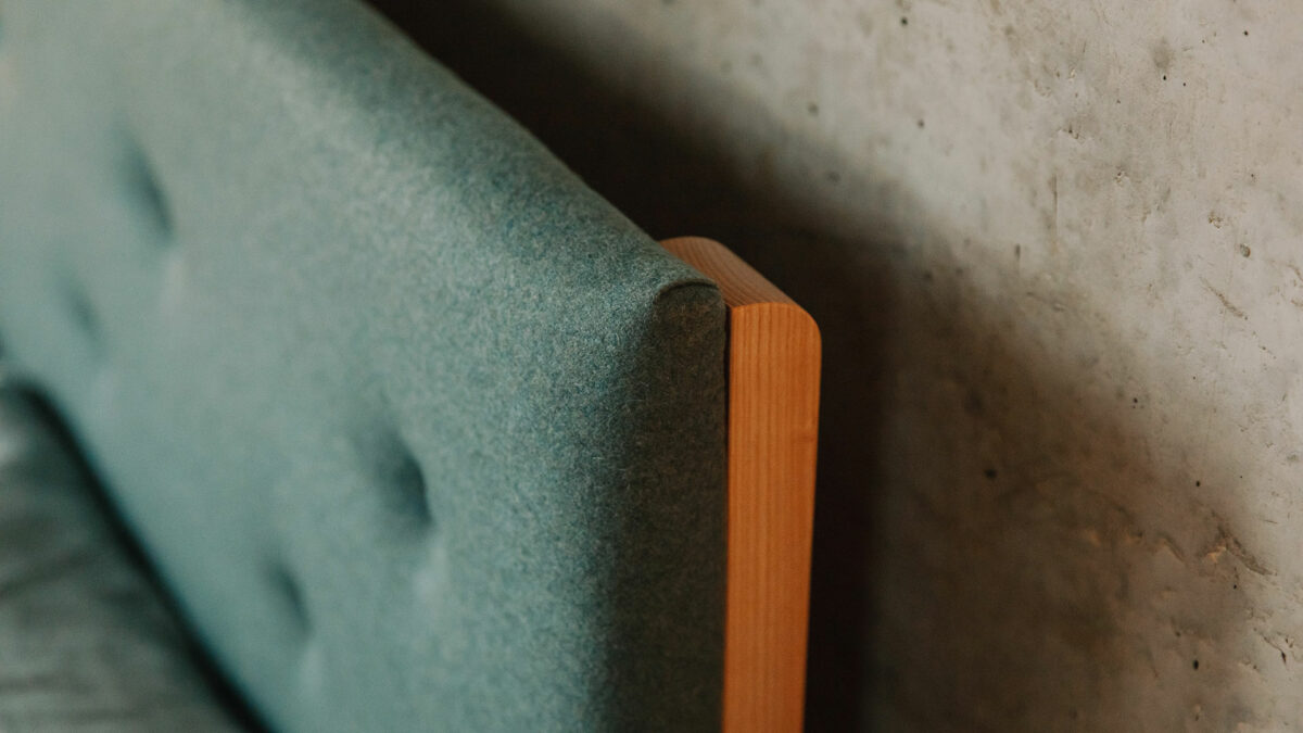 green arran headboard corner detail