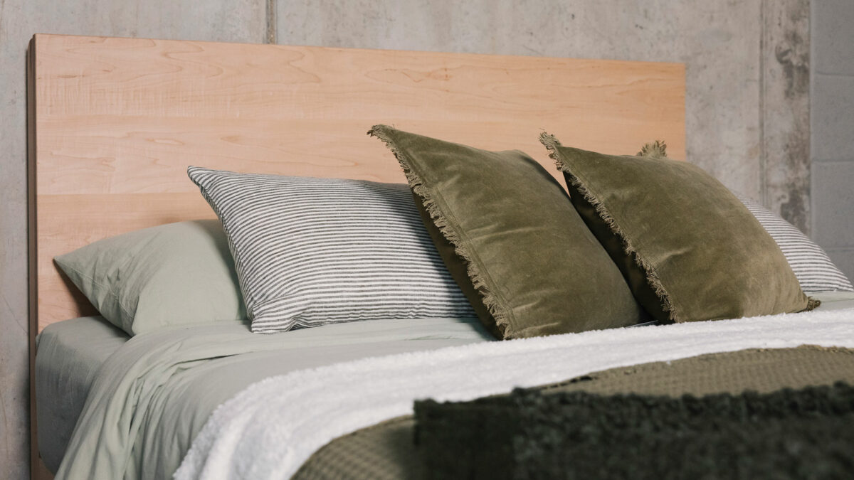 green bedding and cushions