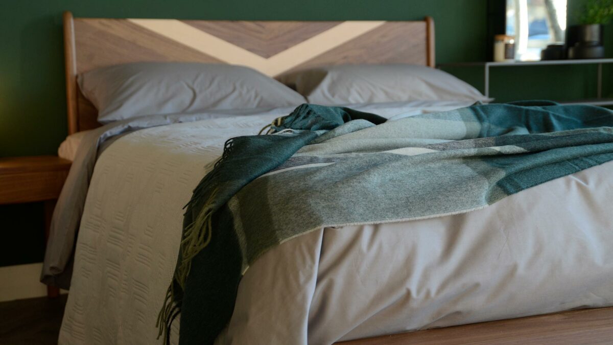 green check alpaca blend throw