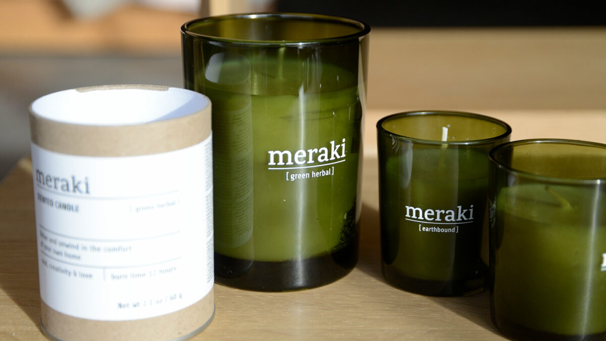 Scented Candles in Green Glass Jars